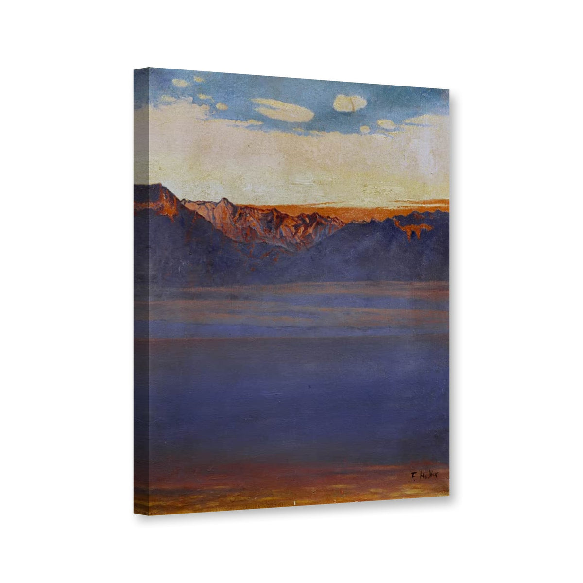 Genfersee und Savoyen von der Gegend des Mont-Pèlerin aus von Ferdinand Hodler als Leinwand – Perspektivansicht