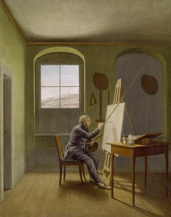 Maler sitzt vor leerer Leinwand am Fenster – Georg Friedrich Kersting Caspar David Friedrich in seinem Atelier Kunstkopie