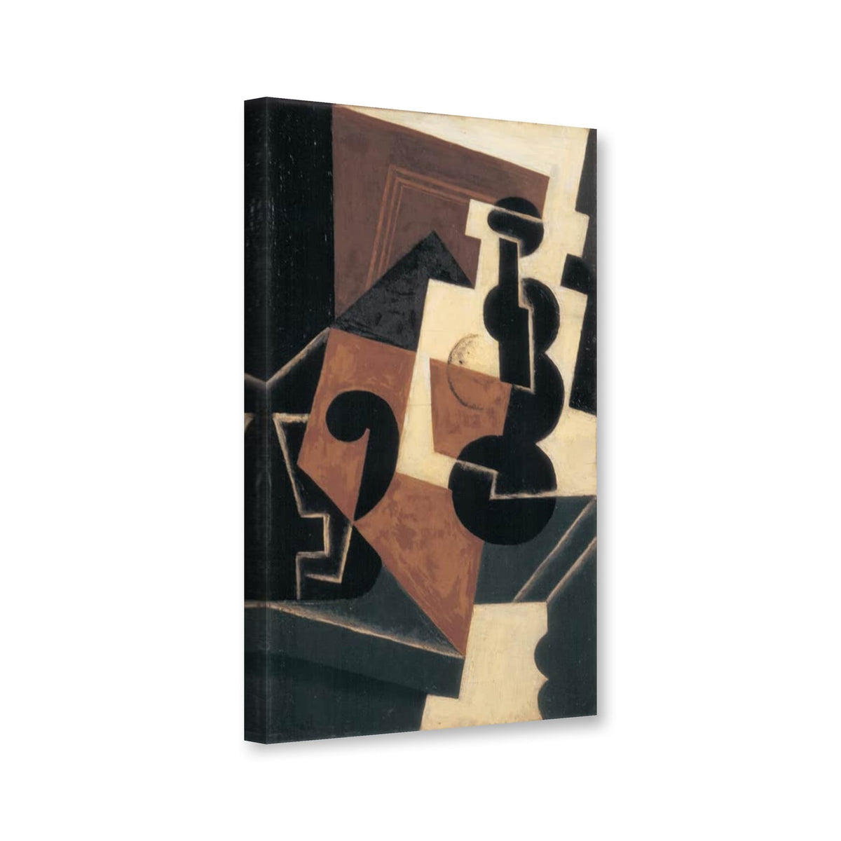 Glas und Wasserflasche von Juan Gris als Leinwand – Perspektivansicht