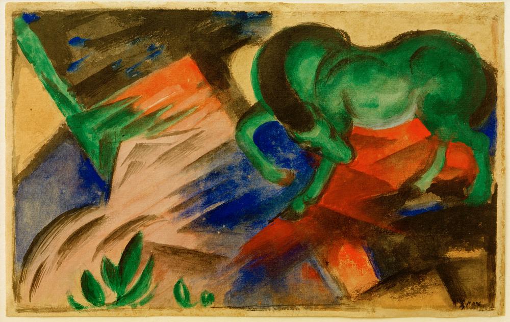 Kunstdruck Grünes Pferd von Franz Marc als hochwertiger Kunstprint
