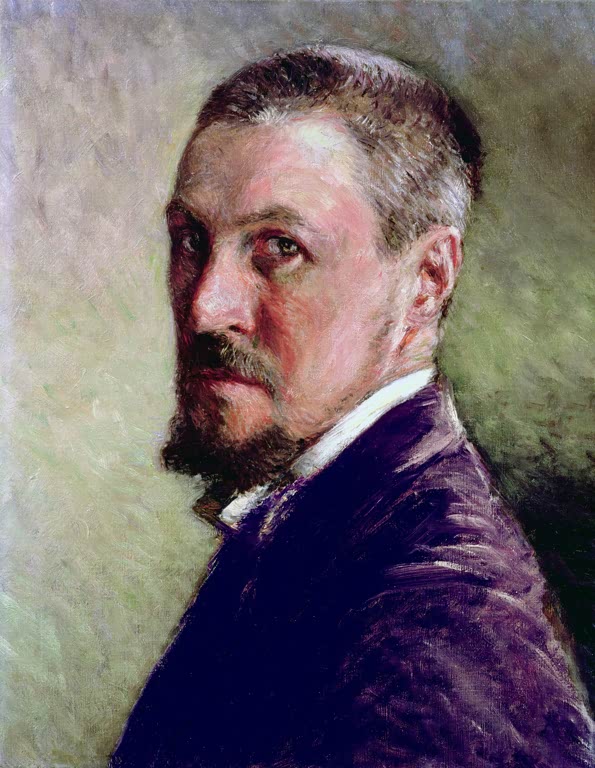 Bärtiger Mann mit kurzem Haar blickt über die Schulter – Gustave Caillebotte Selbstporträt Kunstkopie