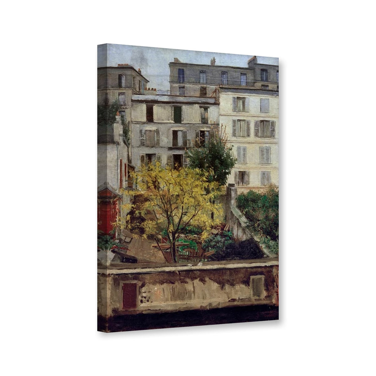 Häuser am Montmartre von Maria Slavona als Leinwand – Perspektivansicht