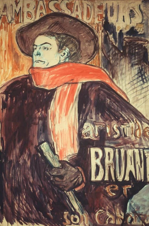 Henri de Toulouse-Lautrec Aristide Bruant im Ambassadeurs Kunstkopie, Chansonnier mit Hut und rotem Schal, Studie zum Plakat