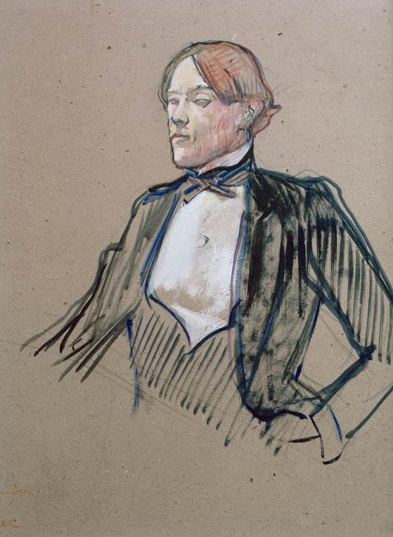 Henri de Toulouse-Lautrec Bildnis Charles Conder Kunstkopie, junger Mann in Frack und Fliege vor grauem Grund