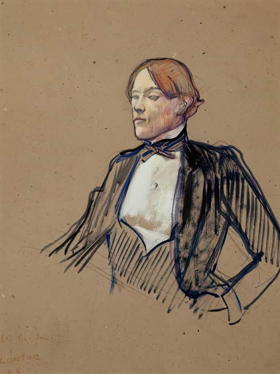Henri de Toulouse-Lautrec Charles Conder Kunstkopie, Halbfigur eines Mannes mit rötlichem Haar im dunklen Anzug auf Karton