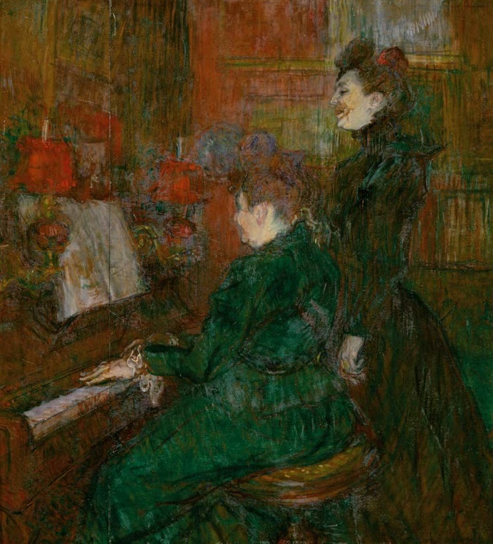 Henri de Toulouse-Lautrec Die Gesangsstunde Kunstkopie, Pianistin am Klavier und stehende Sängerin im grünen Salon