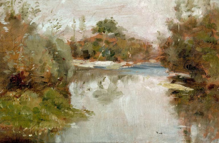 Henri de Toulouse-Lautrec Flussufer in Céleyran Kunstkopie, ruhiger Fluss mit Spiegelungen zwischen Büschen