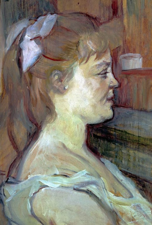 Henri de Toulouse-Lautrec Frau des Hauses Kunstkopie, Profilbildnis einer jungen Frau mit heller Haarschleife