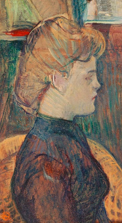 Henri de Toulouse-Lautrec Hélène Vary Kunstkopie, Profilbildnis einer jungen Frau mit Haarknoten im Korbsessel