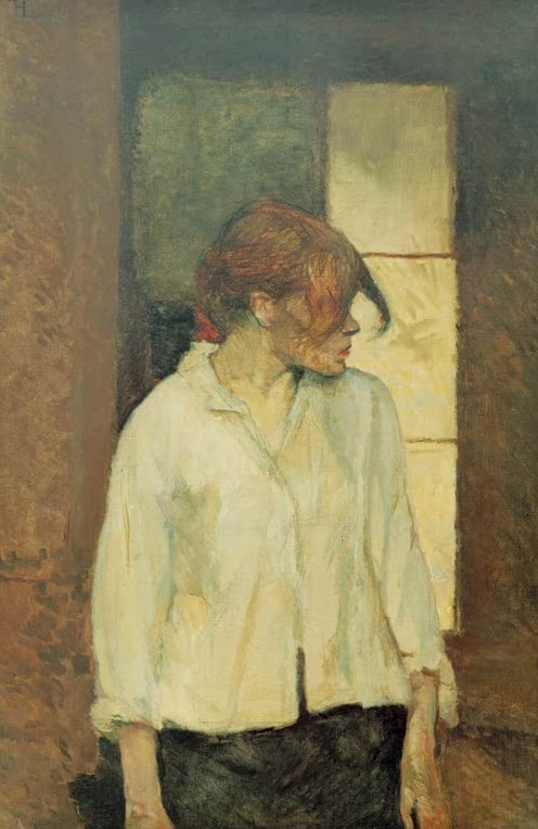 Henri de Toulouse-Lautrec In Montrouge: Rosa la Rouge Kunstkopie, Frau mit rotem Haar in weißer Bluse am hellen Fenster