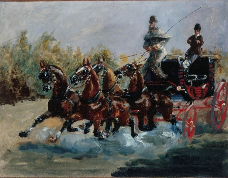 Henri de Toulouse-Lautrec Nizza Erinnerung an die Promenade des Anglais Kunstkopie, Viergespann mit rotem Wagen im Galopp