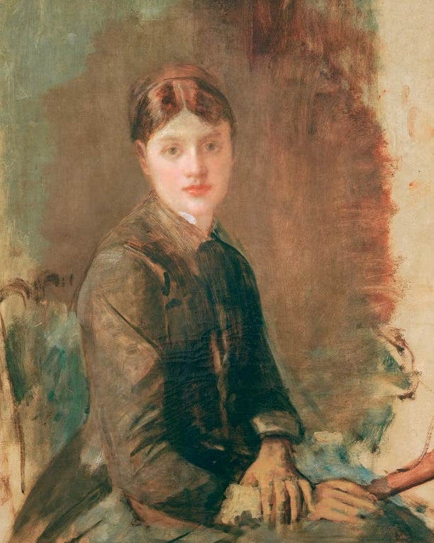 Henri de Toulouse-Lautrec Porträt einer jungen Frau Kunstkopie, sitzende Frau mit Mittelscheitel in braunem Kleid