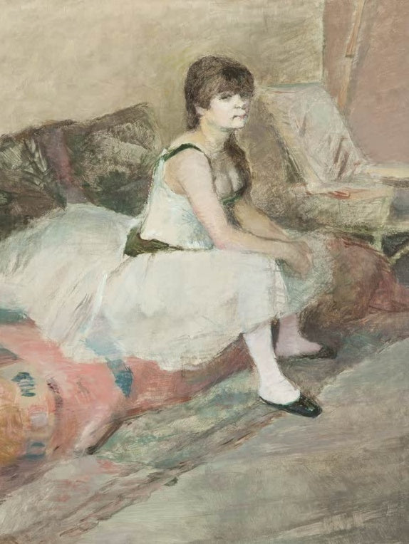 Henri de Toulouse-Lautrec Tänzerin auf einem rosa Diwan Kunstkopie, junge Tänzerin im hellen Tutu sitzt auf einem Sofa