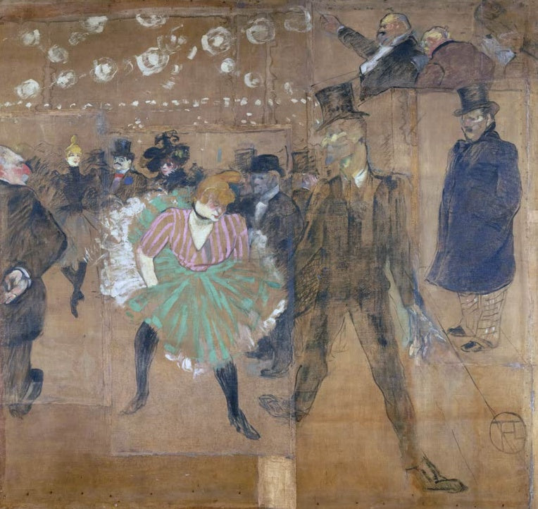 Henri de Toulouse-Lautrec Tanz im Moulin Rouge Kunstkopie, tanzende La Goulue im grünen Rock neben Valentin le Désossé