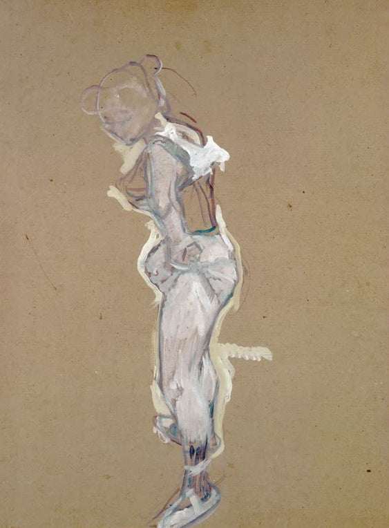 Henri de Toulouse-Lautrec Trapezspringerin Kunstkopie, Akrobatin im hellen Trikot in Seitenansicht vor braunem Kartongrund