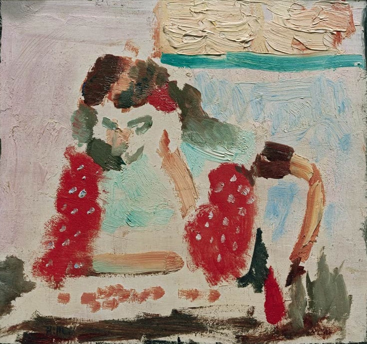Lesende Frau in rotem Kleid, in breiten Pinselstrichen auf hellem Grund – Henri Matisse Marguerite lisant Kunstkopie