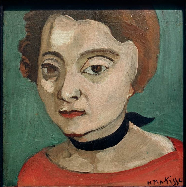 Frauenporträt mit schwarzem Halsband vor Grün – Henri Matisse Marguerite mit schwarzem Samthalsband Kunstkopie