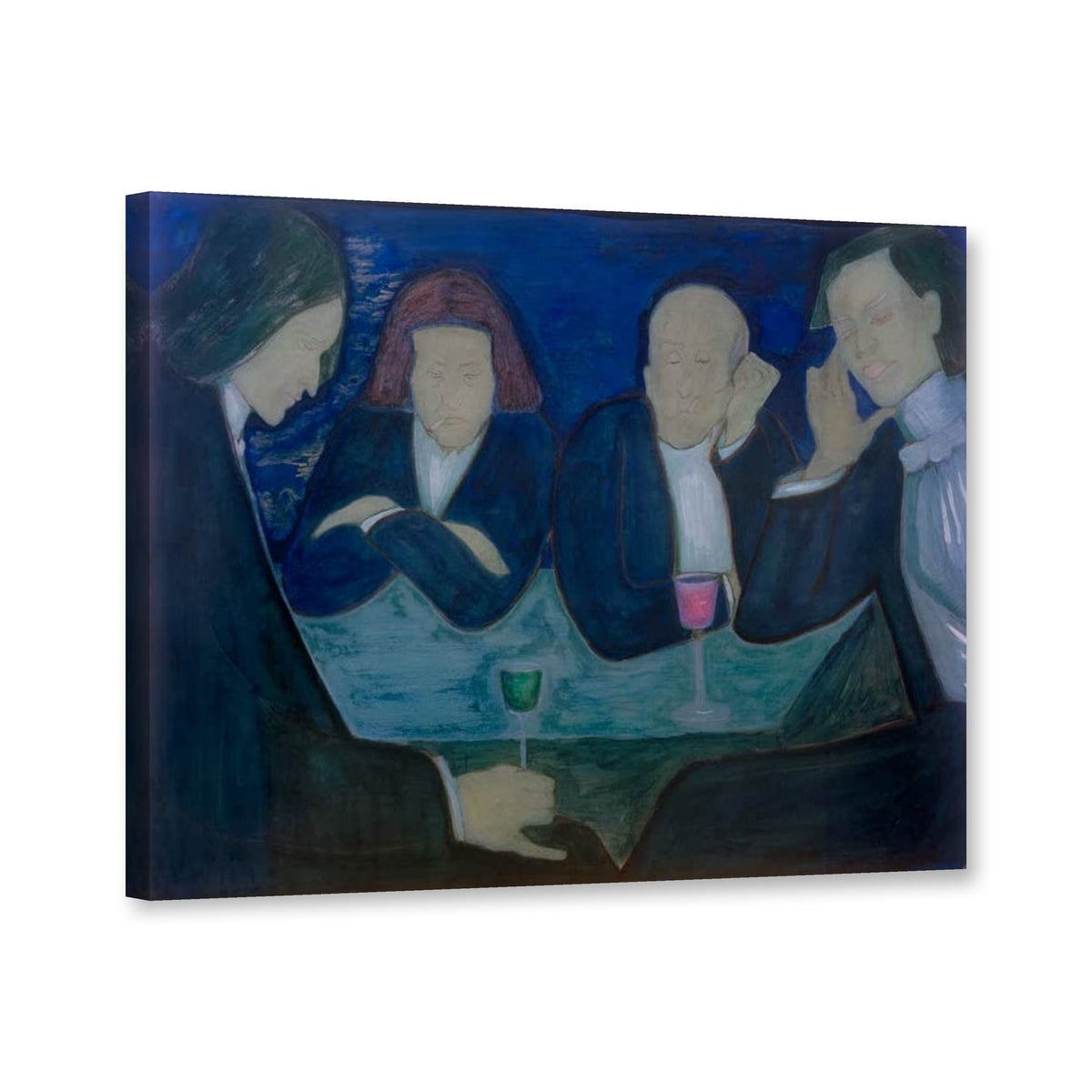 Im Café von Marianne von Werefkin als Leinwand – Perspektivansicht