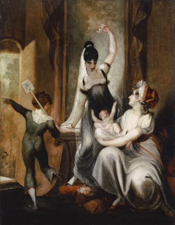 Johann Heinrich Füssli Eine Mutter mit ihrer Familie auf dem Lande Kunstkopie, Frauen mit Säugling und Kind in einem Raum