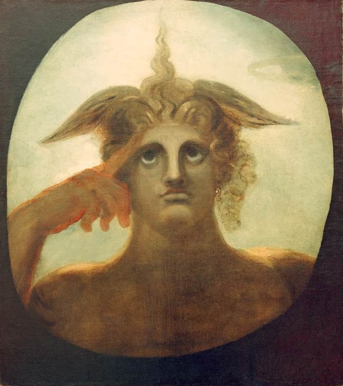 Johann Heinrich Füssli Kopf des Satan Kunstkopie, Fragment mit geflügeltem Haupt und zum Schläfenbereich erhobener Hand