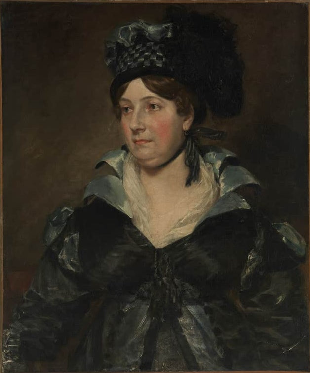 Frau mit schwarzem Federhut und hellem Kragen – John Constable Die Frau von James Pulham Sr. Kunstkopie
