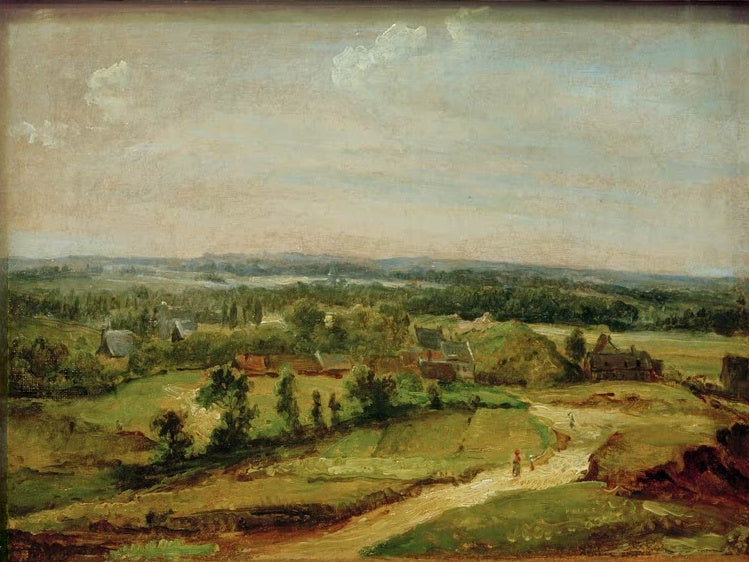 John Constable Englische Landschaft mit Feldweg Kunstkopie, Hügellandschaft mit Weg, Gehöften und Bäumen