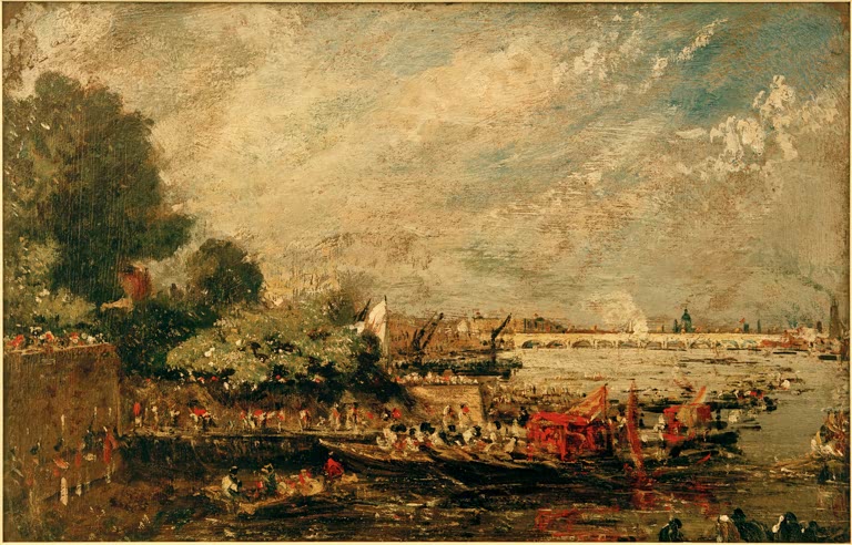 John Constable Waterloo Bridge von der Whitehall-Treppe aus, Ölskizze auf Karton Kunstkopie