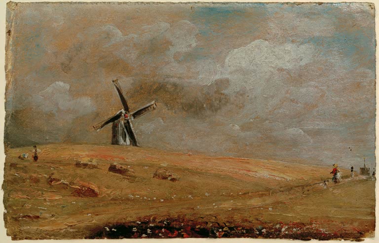 John Constable Windmühle bei Brighton Kunstkopie, Mühle auf Anhöhe unter dramatischem Wolkenhimmel