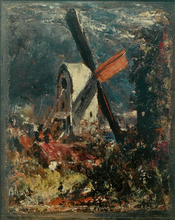 John Constable Windmühle bei Brighton Kunstkopie, Mühlenflügel in Nahsicht vor dunklem Sturmhimmel