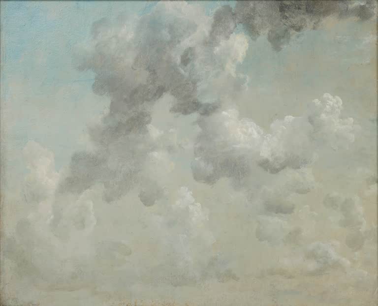Graue und weiße Wolken vor blassblauem Himmel, reine Wolkenstudie – John Constable Wolkenstudie Kunstkopie