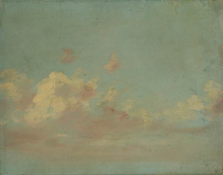 Gelbe und rosa Wolken vor blaugrünem Himmel – John Constable Wolkenstudie Kunstkopie