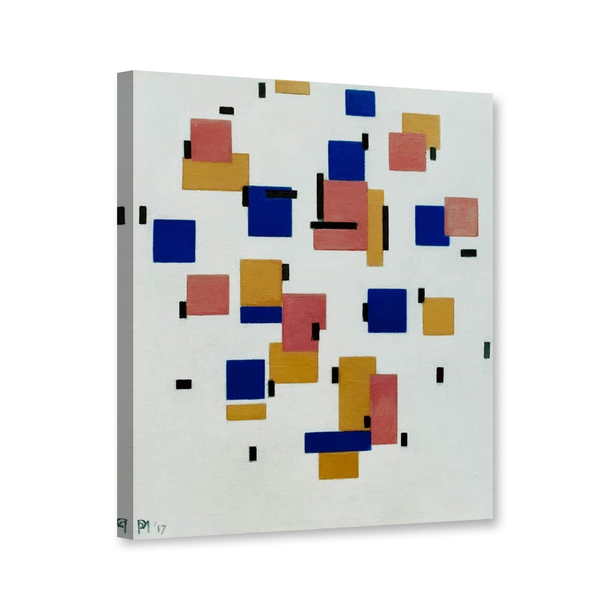 Komposition in Farbe B, 1917, Otterlo von Piet Mondrian als Leinwand – Perspektivansicht