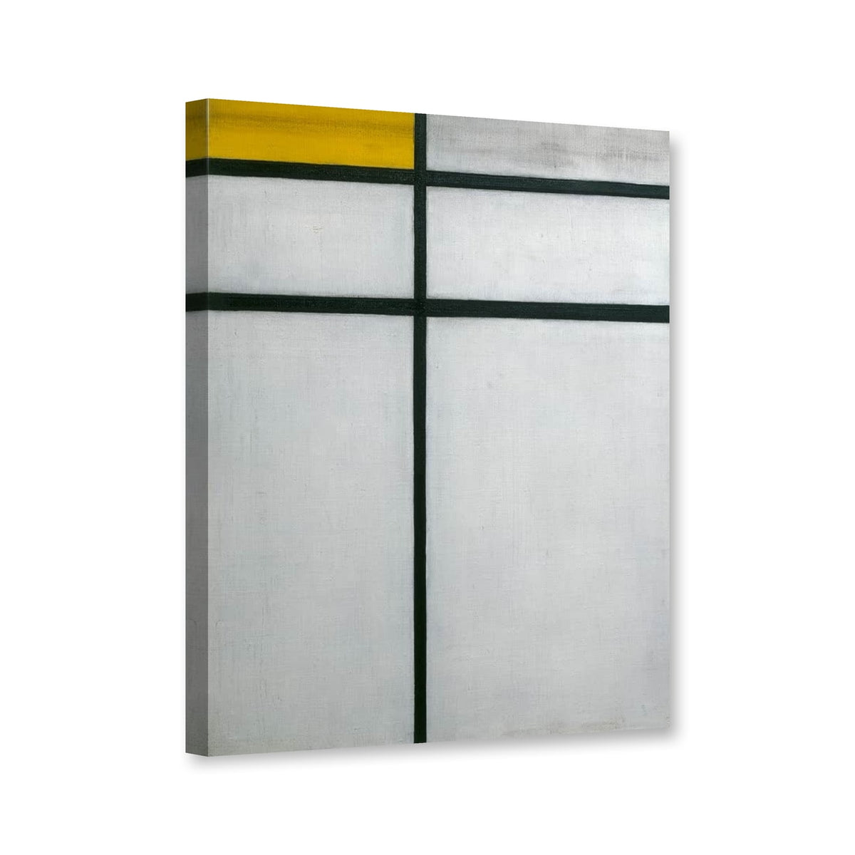 Komposition mit Gelb, 1938 von Piet Mondrian als Leinwand – Perspektivansicht