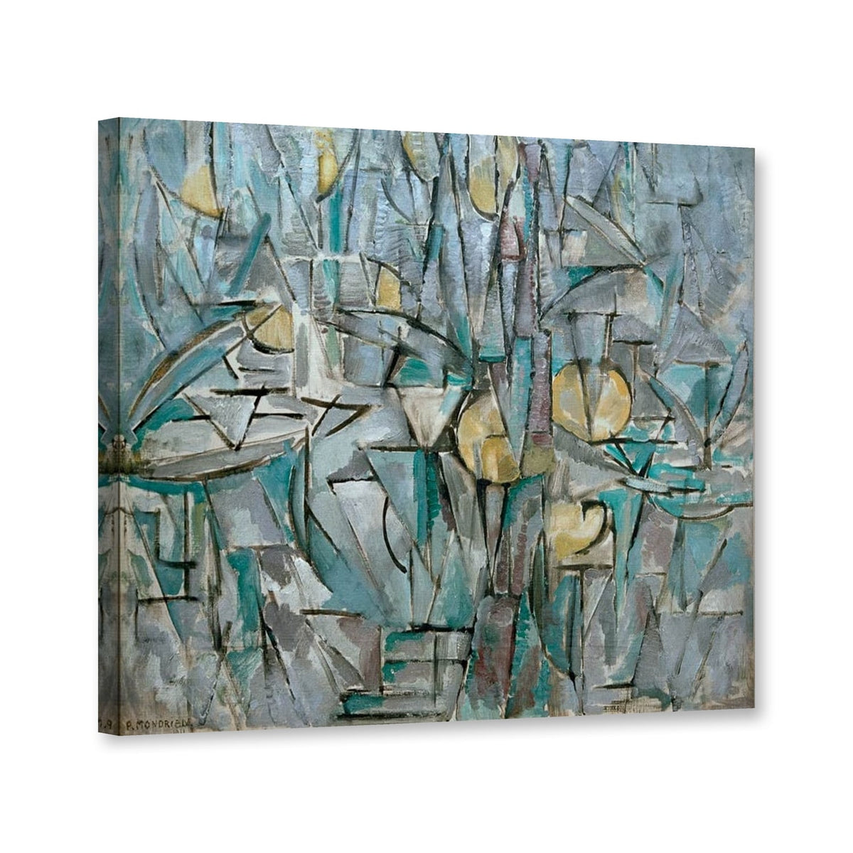 Komposition X, 1912–13, Essen von Piet Mondrian als Leinwand – Perspektivansicht