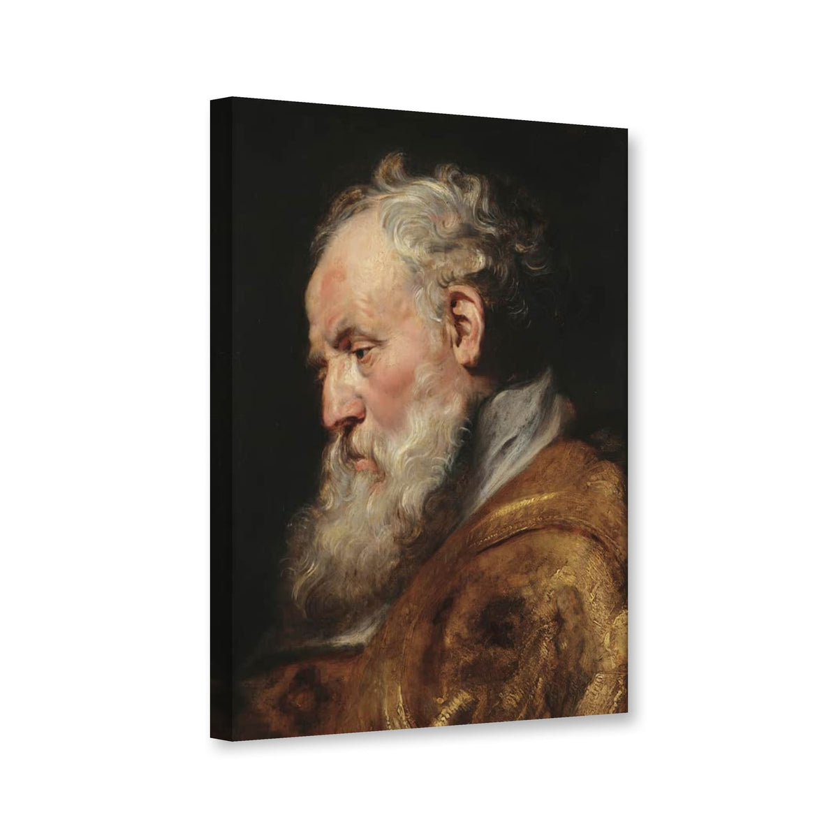 Kopfstudie des heiligen Ambrosius von Peter Paul Rubens als Leinwand – Perspektivansicht