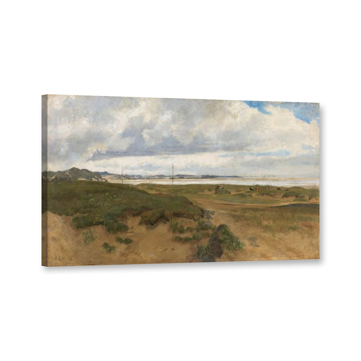 Landschaft von Ogna auf Jæren, Dünenweg von Kitty Kielland als Leinwand – Perspektivansicht