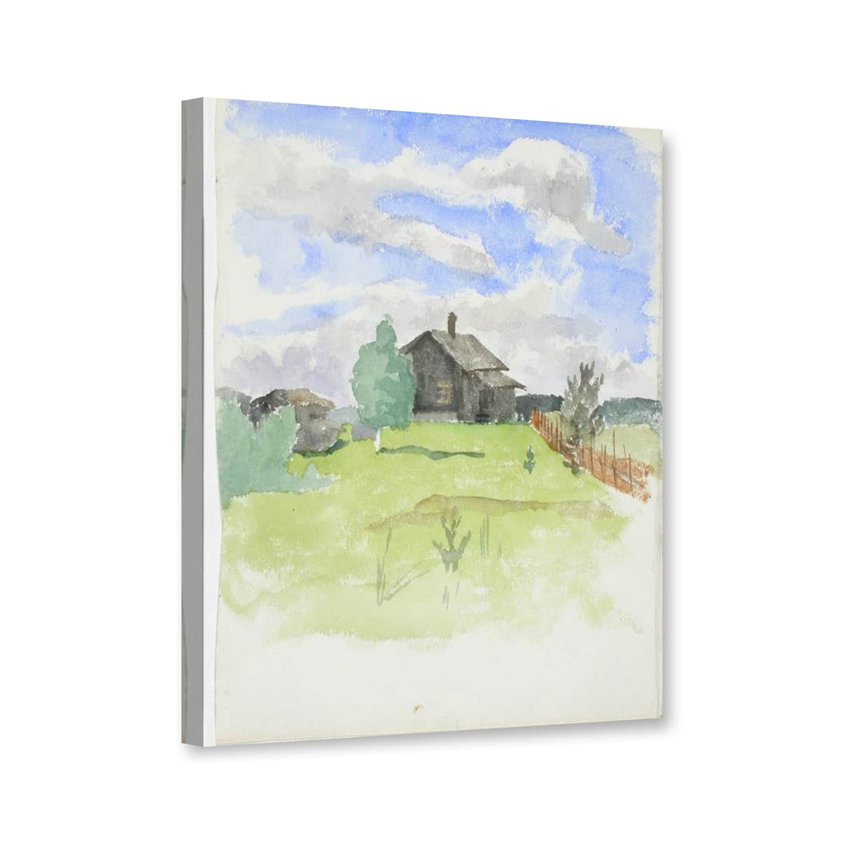 Landschaftsstudie mit Landhaus von Maria Wiik als Leinwand – Perspektivansicht