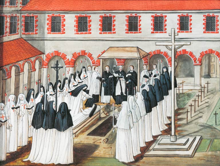 Louise-Magdeleine Hortemels Kloster Port-Royal des Champs: Beisetzung einer Nonne Kunstkopie, Nonnen im Klosterhof