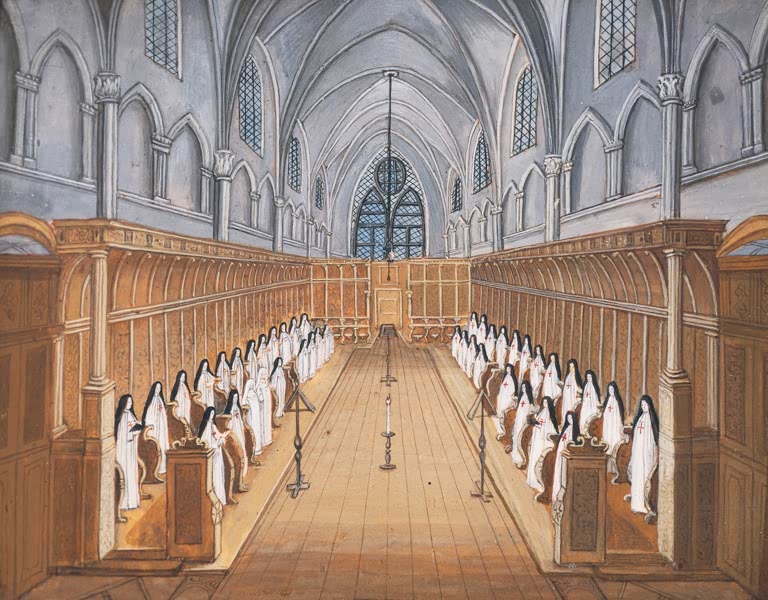 Louise-Magdeleine Hortemels Kloster Port-Royal des Champs: Nonnenchor in der Kirche Kunstkopie, Nonnen im gotischen Chor