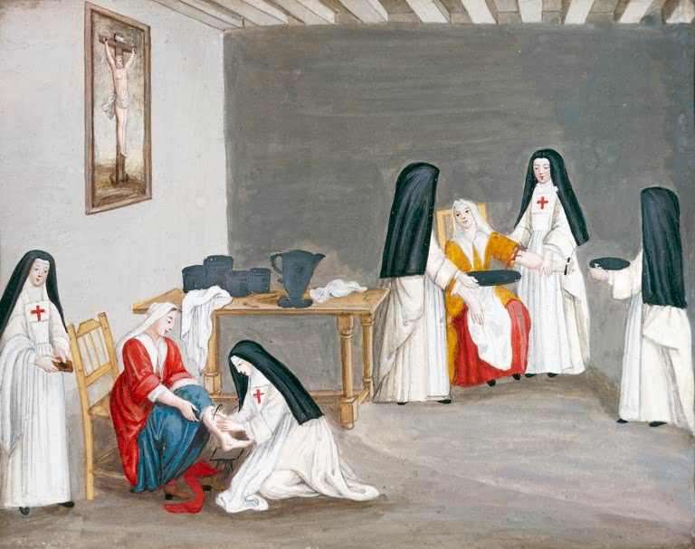 Louise-Magdeleine Hortemels Kloster Port-Royal des Champs: Schwestern bei der Krankenpflege Kunstkopie, Nonnen pflegen Kranke