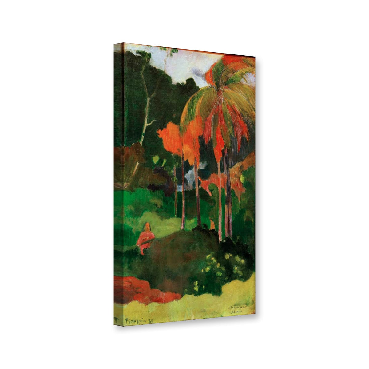 Mahana maa I von Paul Gauguin als Leinwand – Perspektivansicht