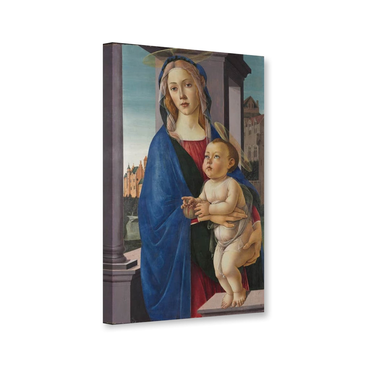 Maria mit Kind, Harvard von Sandro Botticelli als Leinwand – Perspektivansicht