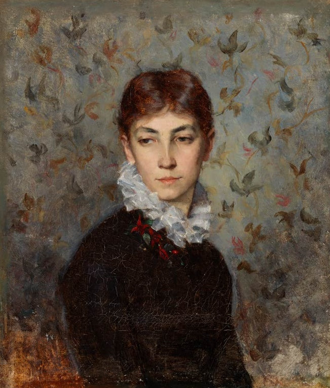 Maria Wiik Bildnis Hilda Wiik, 1880 Kunstkopie, junge Frau mit rotbraunem Haar, Spitzenkragen und dunklem Kleid