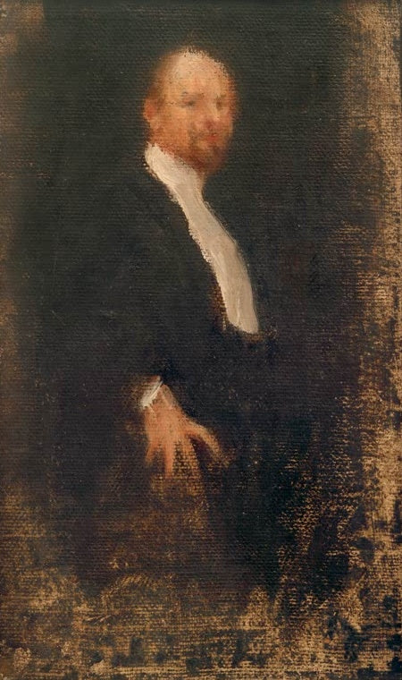 Marianne von Werefkin Bildnis Alexej von Jawlensky Kunstkopie, bärtiger Mann in dunklem Rock mit hellem Kragen