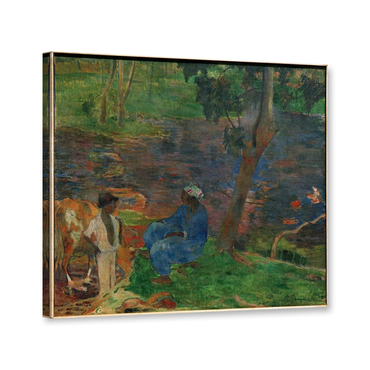 Martinique (Am Teichufer) von Paul Gauguin als Leinwand – Perspektivansicht