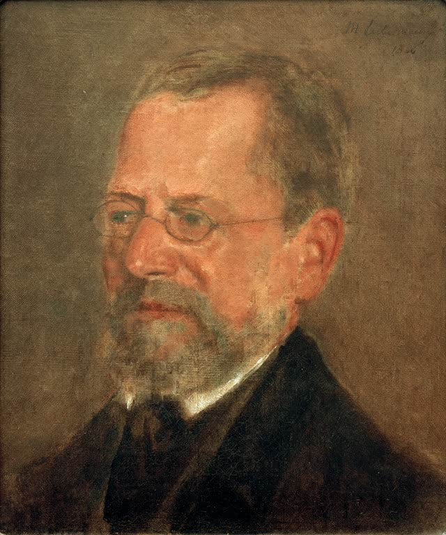 Porträt eines Mannes mit Brille und Vollbart im dunklen Anzug – Max Liebermann Bildnis des Sprachlehrers Henry Kunstkopie