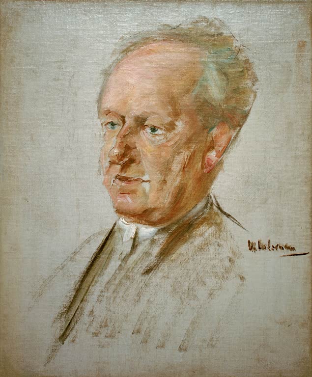 Skizzenhaftes Porträt eines älteren Mannes mit wehendem weißem Haar – Max Liebermann Porträt Gerhart Hauptmann Kunstkopie