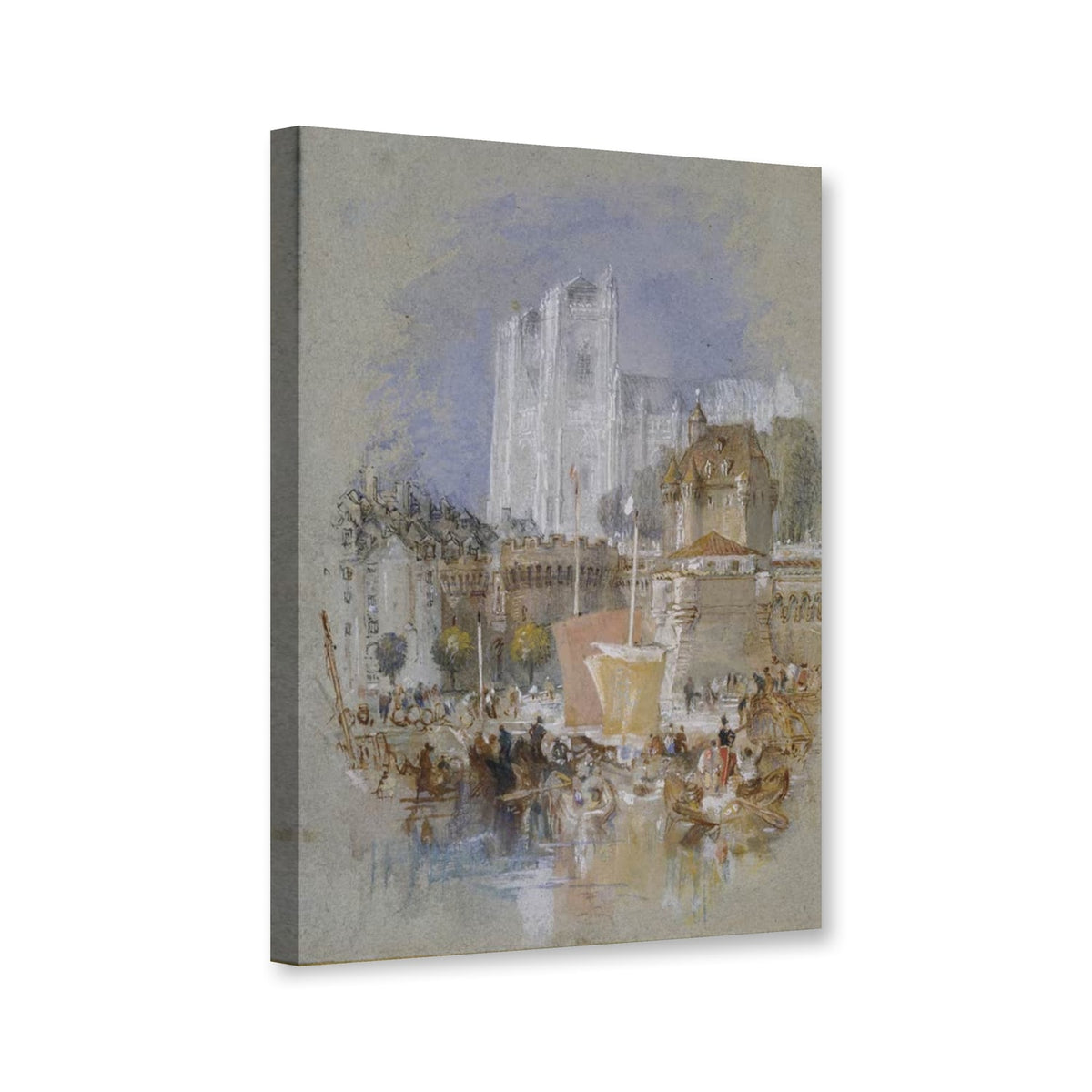 Nantes, Blick auf die Kathedrale von William Turner als Leinwand – Perspektivansicht