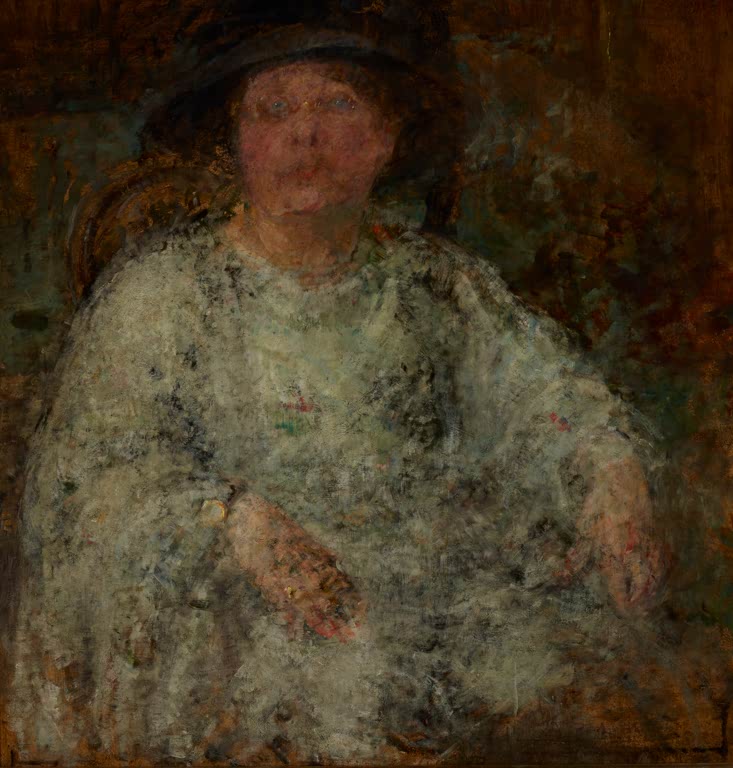 Olga Boznańska Bildnis einer Dame mit Brille Kunstkopie, Frau mit Hut und Brille im hellen Gewand