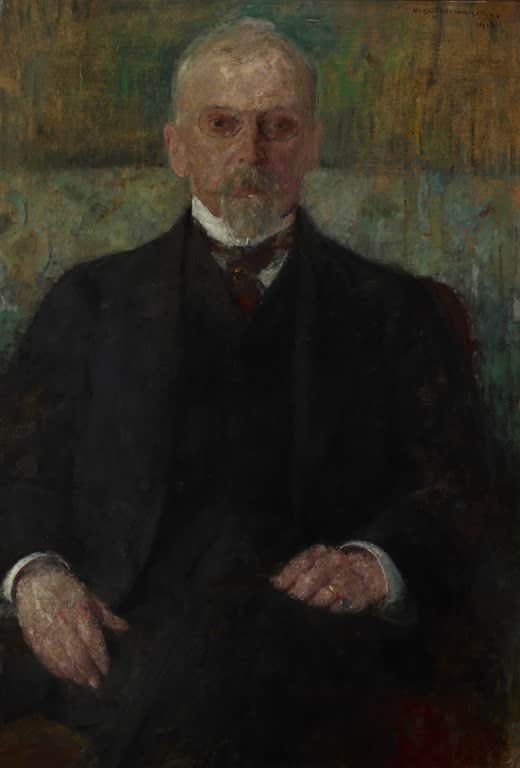 Olga Boznańska Bildnis Henryk Sienkiewicz Kunstkopie, älterer Herr mit Brille und Bart im dunklen Anzug